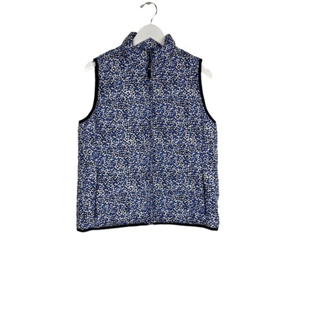 J. Crew Blue Animal Print Puffer Vest Size M